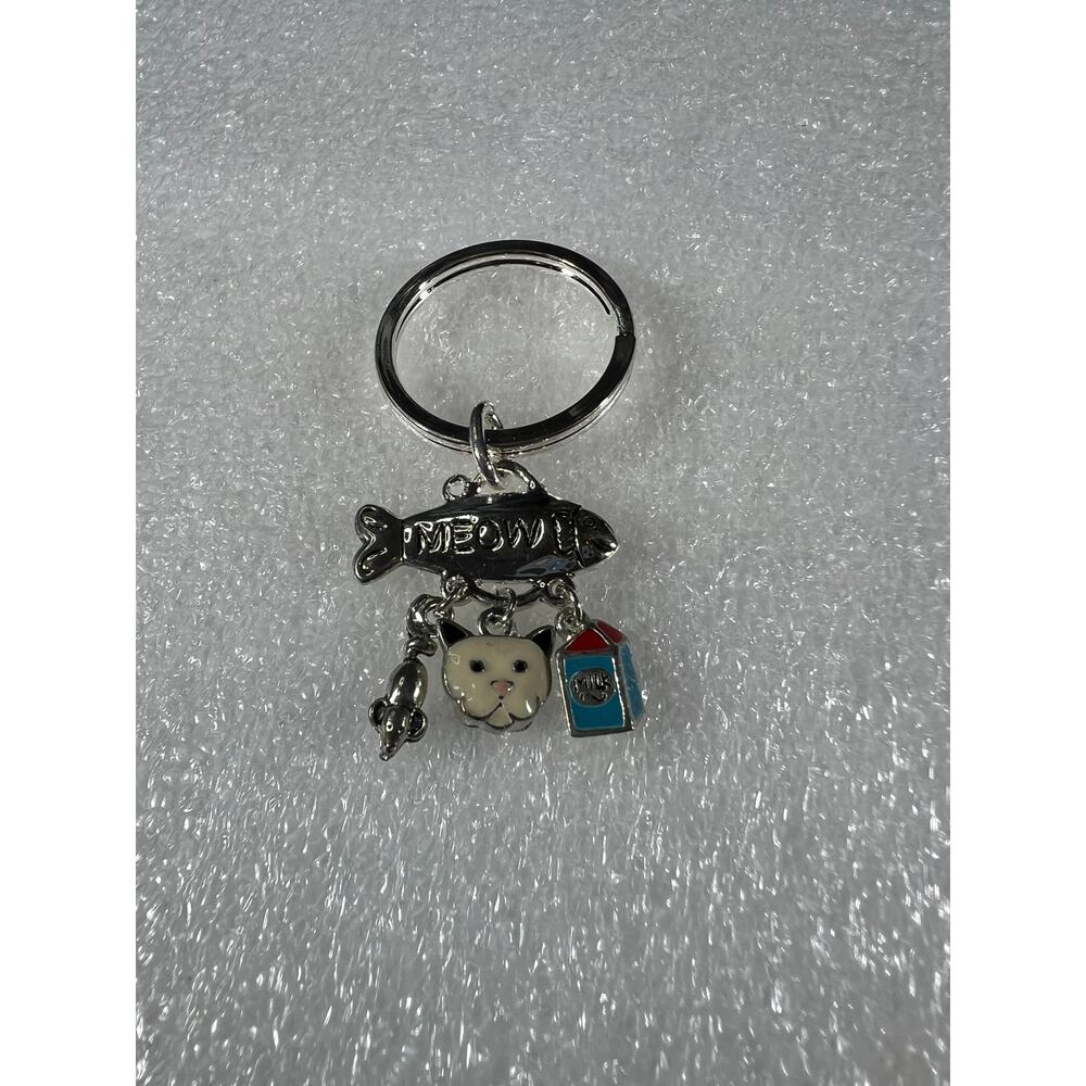 Cute Kitty Cat Meow Cat Person Pet Mom Dad Cat Lover Retro Keychain NEW - Picture 8 of 11